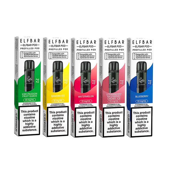 20mg Elf Bar 600 Prefilled Pods 2ml 1200 Puffs - 2 Pcs