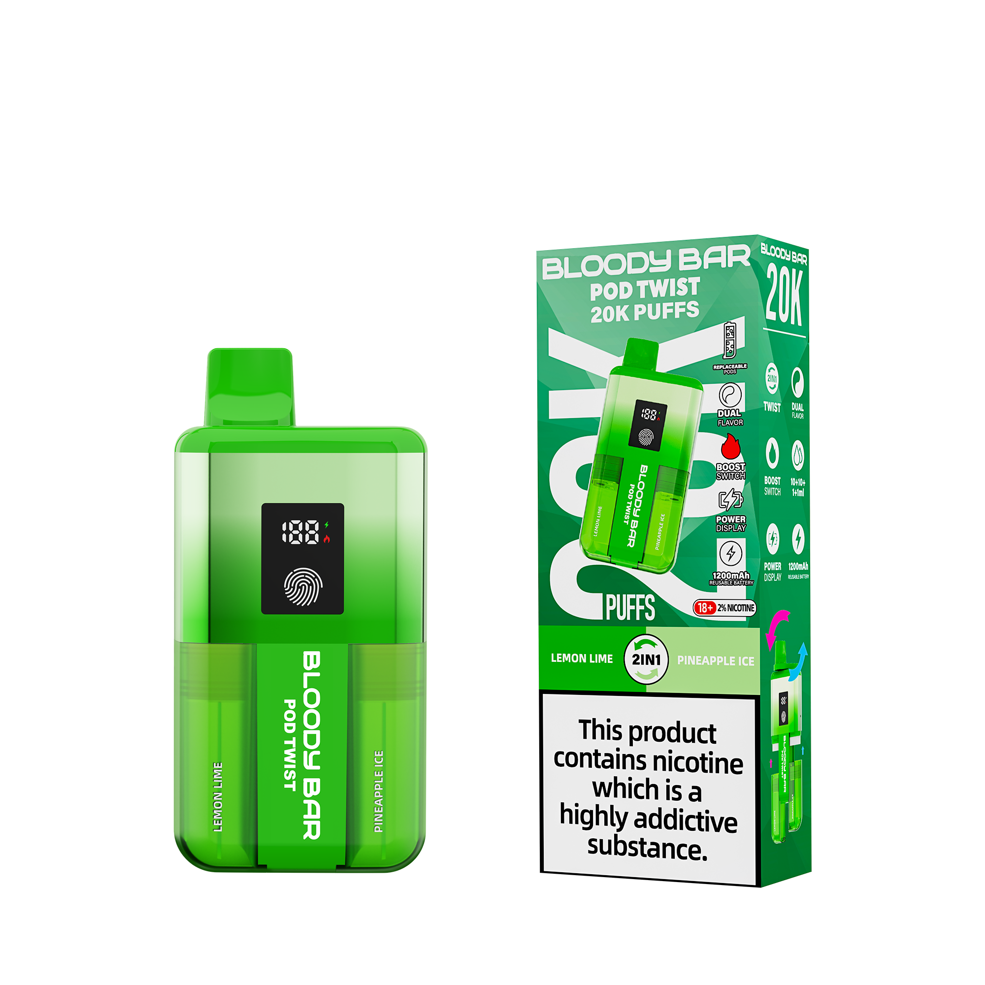 20mg Bloody Bar 20K Twist Prefilled Pod Vape Kit 20000 Puffs - 1 Pc