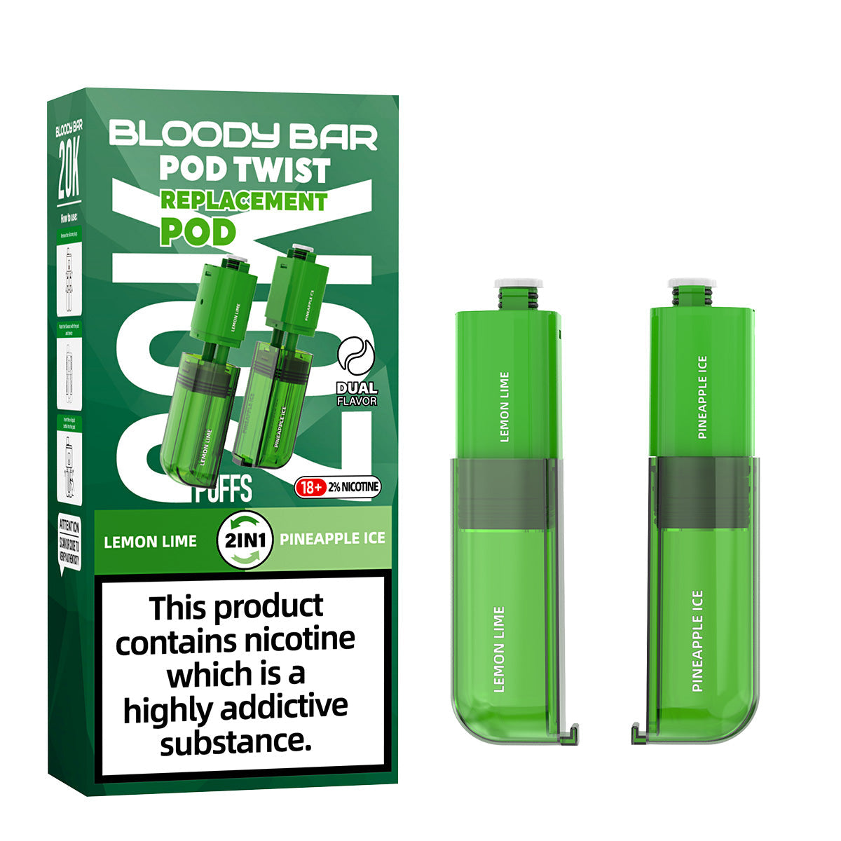20mg Bloody Bar 20K Twist Prefilled Replacement Pods 20000 Puffs - 2 Pcs