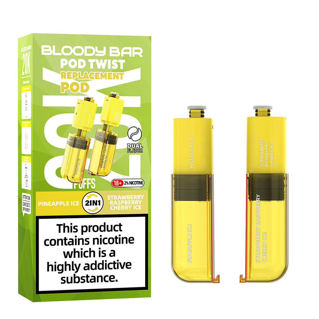 20mg Bloody Bar 20K Twist Prefilled Replacement Pods 20000 Puffs - 2 Pcs