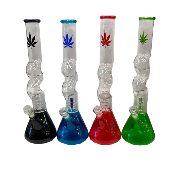 46cm Large Percolator Zigzag Colour Glass Bong With Glass Bowl AC-212 (SM-2388)