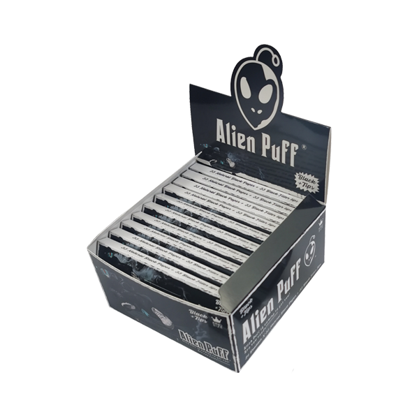 33 Alien Puff King Size Papel de Arroz Preto com Pontas ( HP2216 )