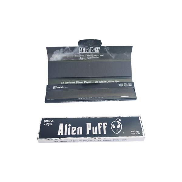 33 Alien Puff King Size Papel de Arroz Preto com Pontas ( HP2216 )