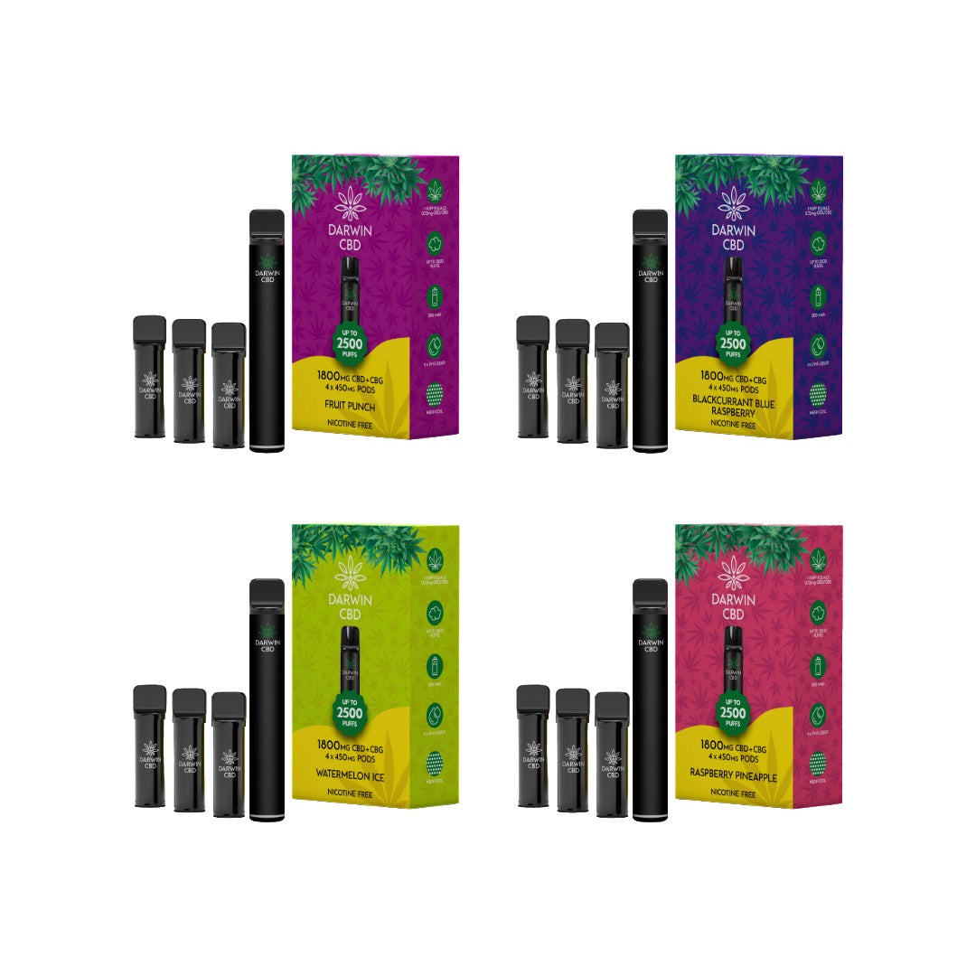1800mg Darwin CBD + CBG 4 in 1 Pod Vape Kit 2500 Puffs