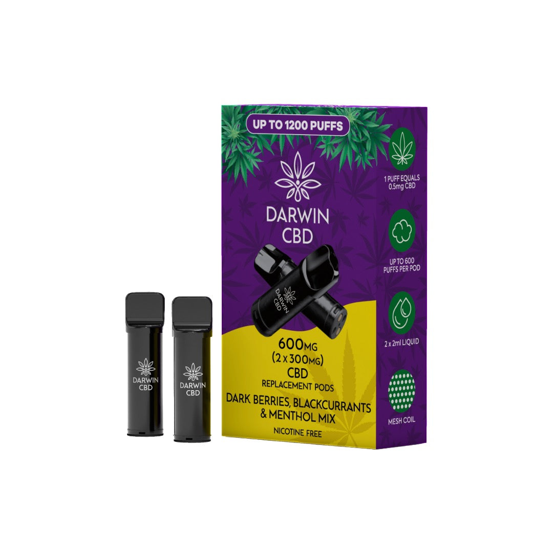 600mg Darwin CBD Prefilled Replacement Pods 1200 Puffs - 2 Pcs