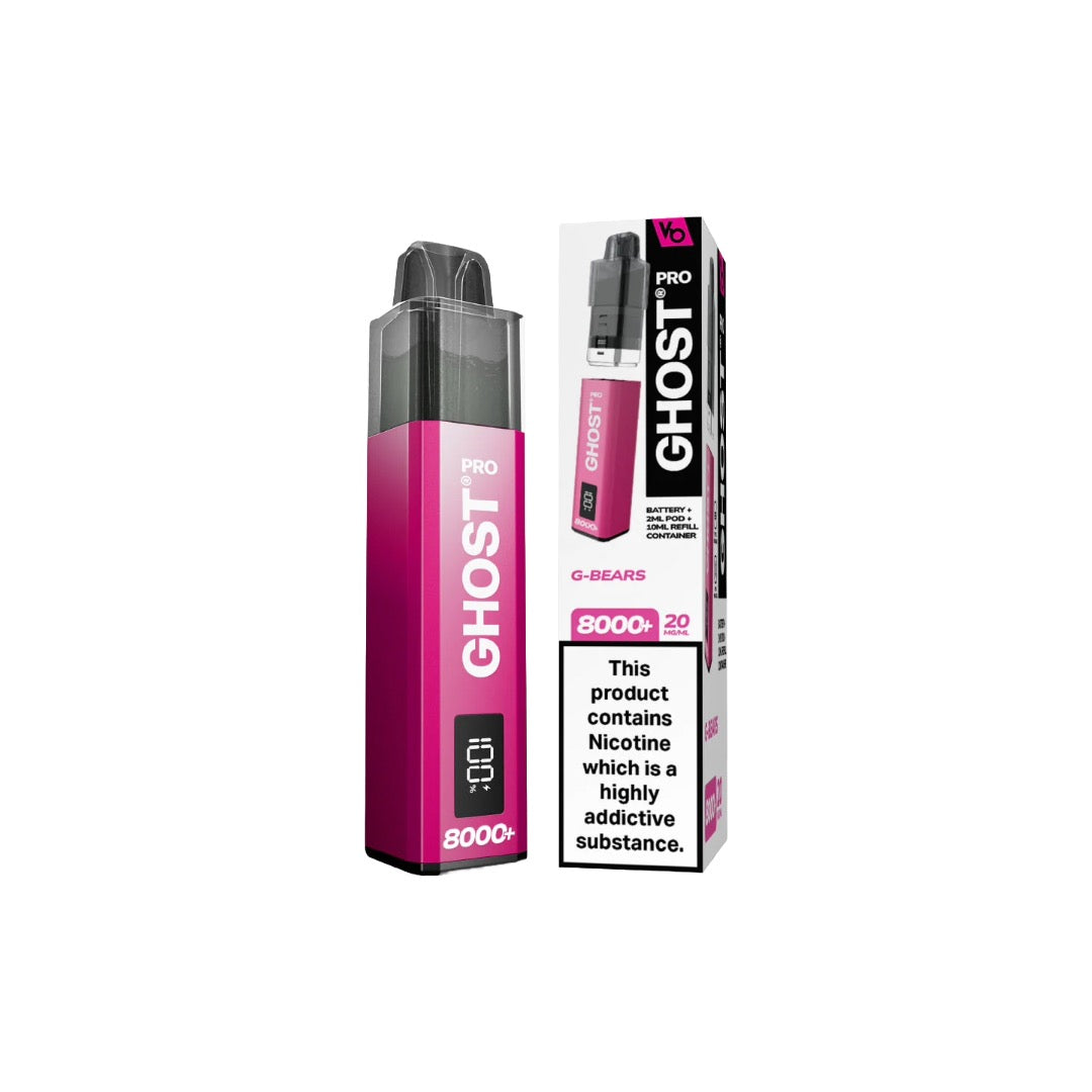 20mg Ghost Pro 8000+ By Vapes Bars Prefilled Pod Vape Kit